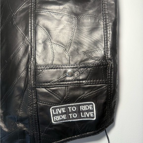 Black and Yellow Motorcycle Vest with Eagle Emblem - Picture 6 of 11